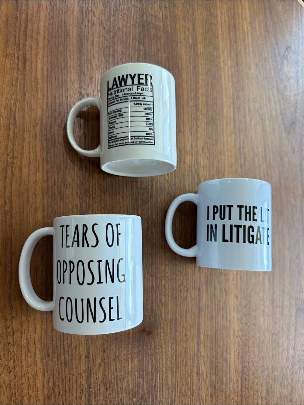 Lot of 3 lawyer attorney mugs